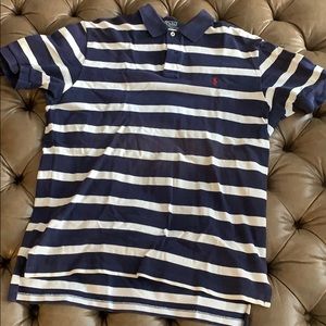 White blue striped Ralph Lauren polo